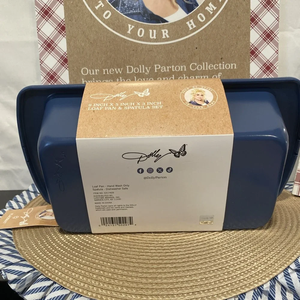 Dolly Parton 9x5x3 Loaf Pan Spatula‎ Set Blue Spread Your Wings Butterfly Guitar